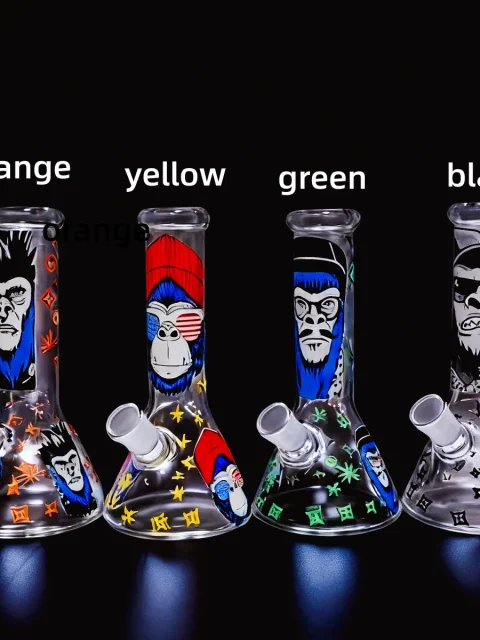 Glow-in-the-Dark LV-Inspired Beaker Glass Bong