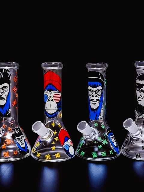 Glow-in-the-Dark LV-Inspired Beaker Glass Bong