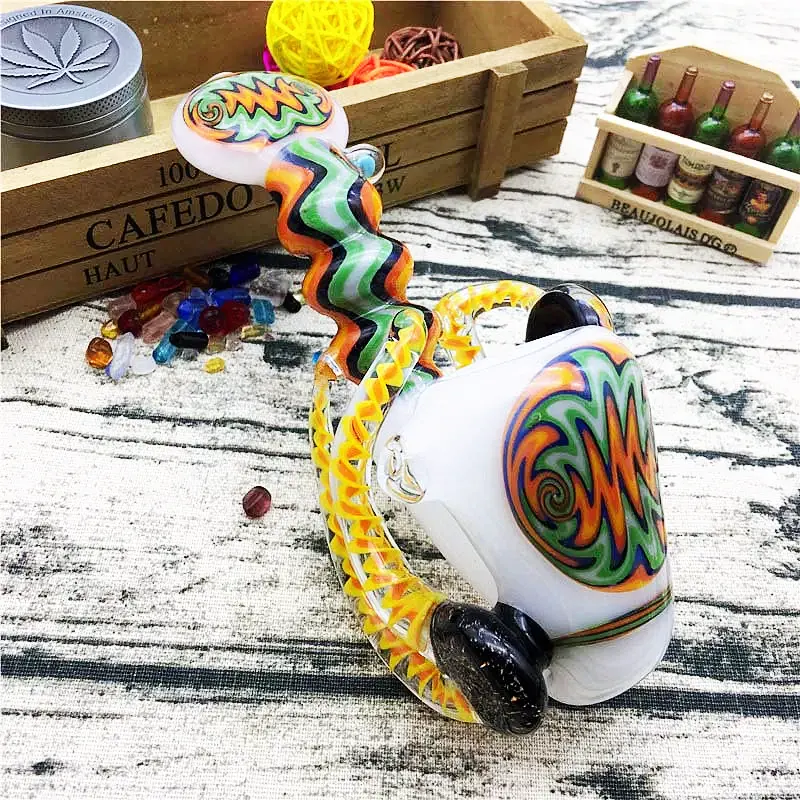7-Inch Handcrafted "Cosmic Horn" Wig Wag Glass Pipe