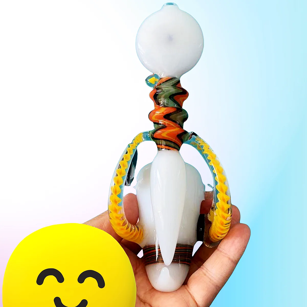 7-Inch Handcrafted "Cosmic Horn" Wig Wag Glass Pipe