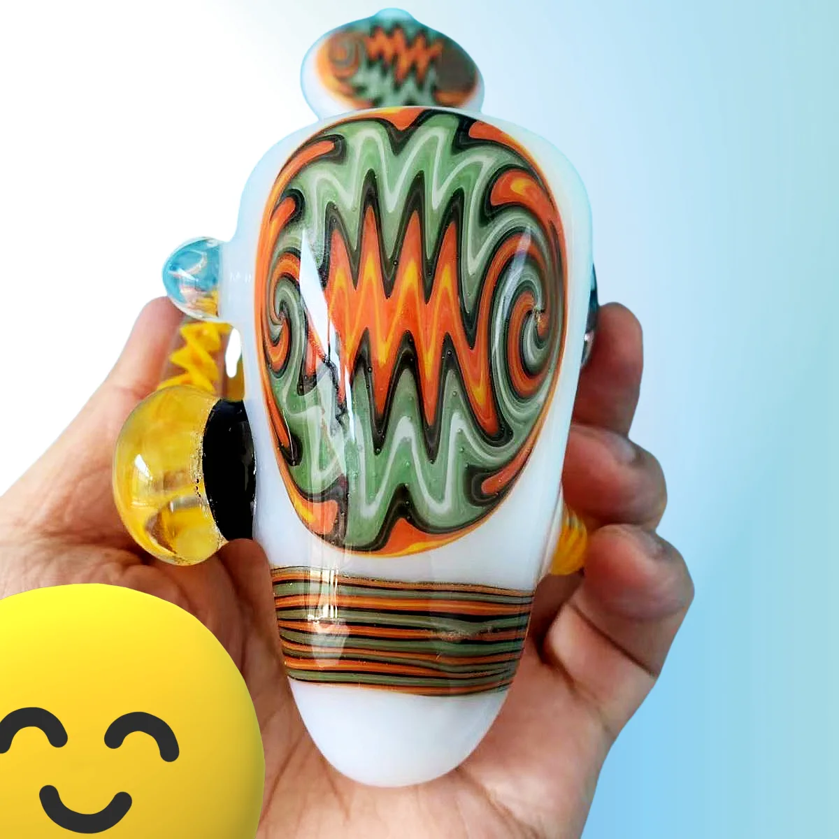 7-Inch Handcrafted "Cosmic Horn" Wig Wag Glass Pipe
