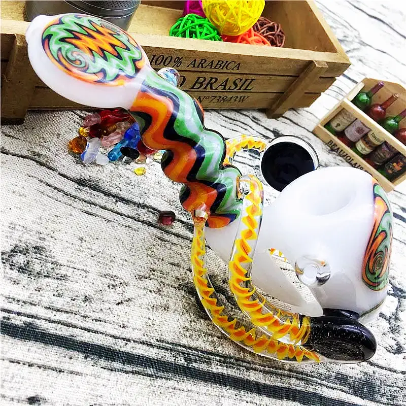 7-Inch Handcrafted "Cosmic Horn" Wig Wag Glass Pipe