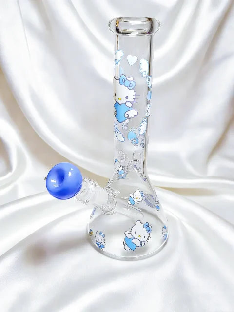 Cloud Angel Blue Hello Kitty Beaker Glass Bong Cloud Angel Blue Hello Kitty Beaker Glass Bong