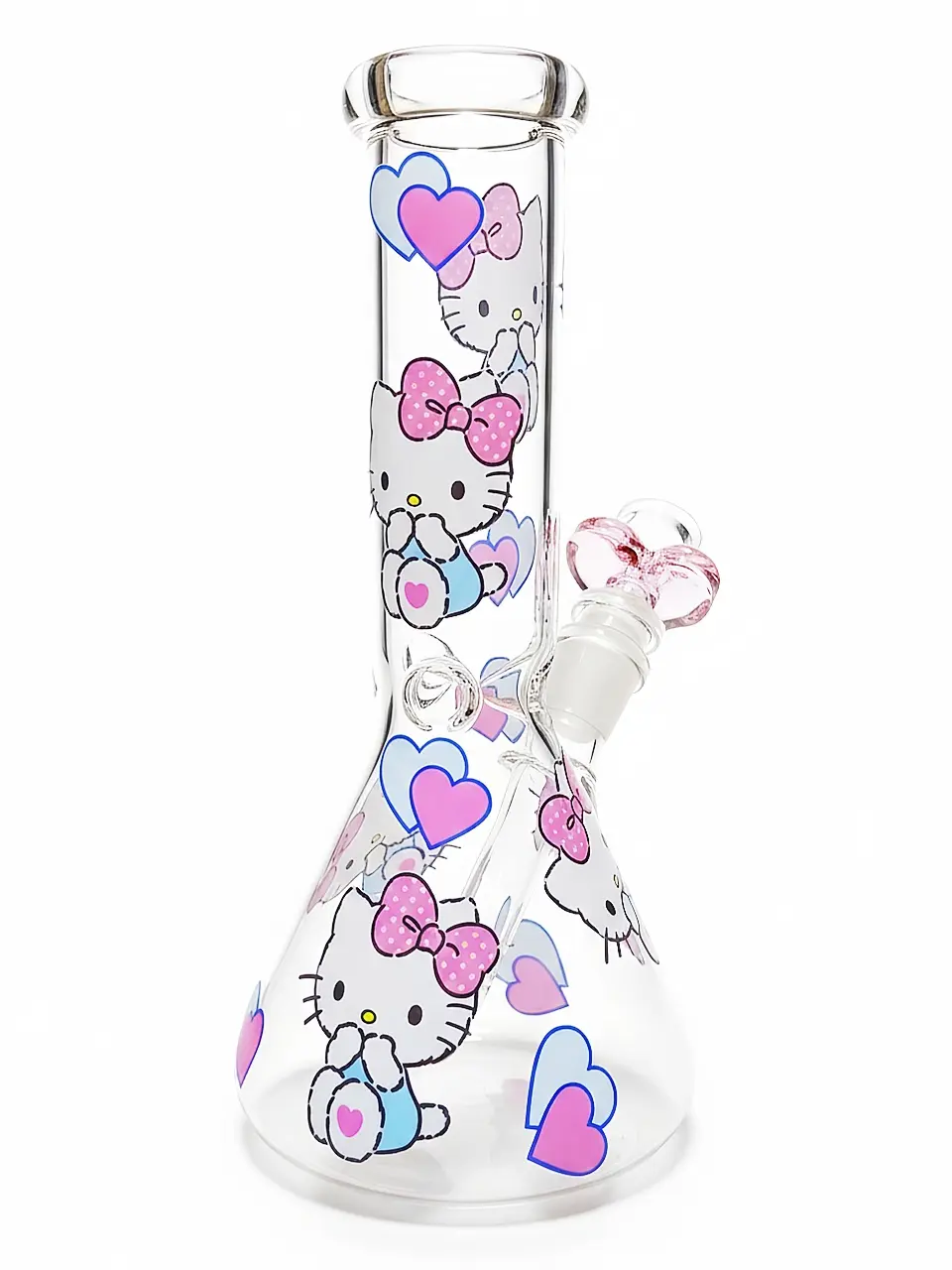 Hello Kitty Soft Heart Beaker Glass Bong