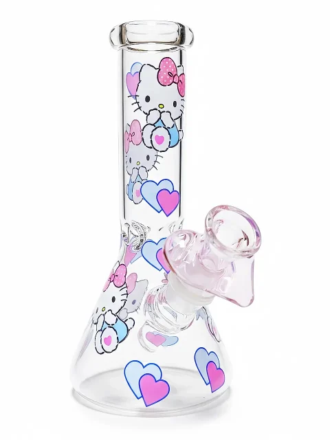 Hello Kitty Soft Heart Beaker Glass Bong