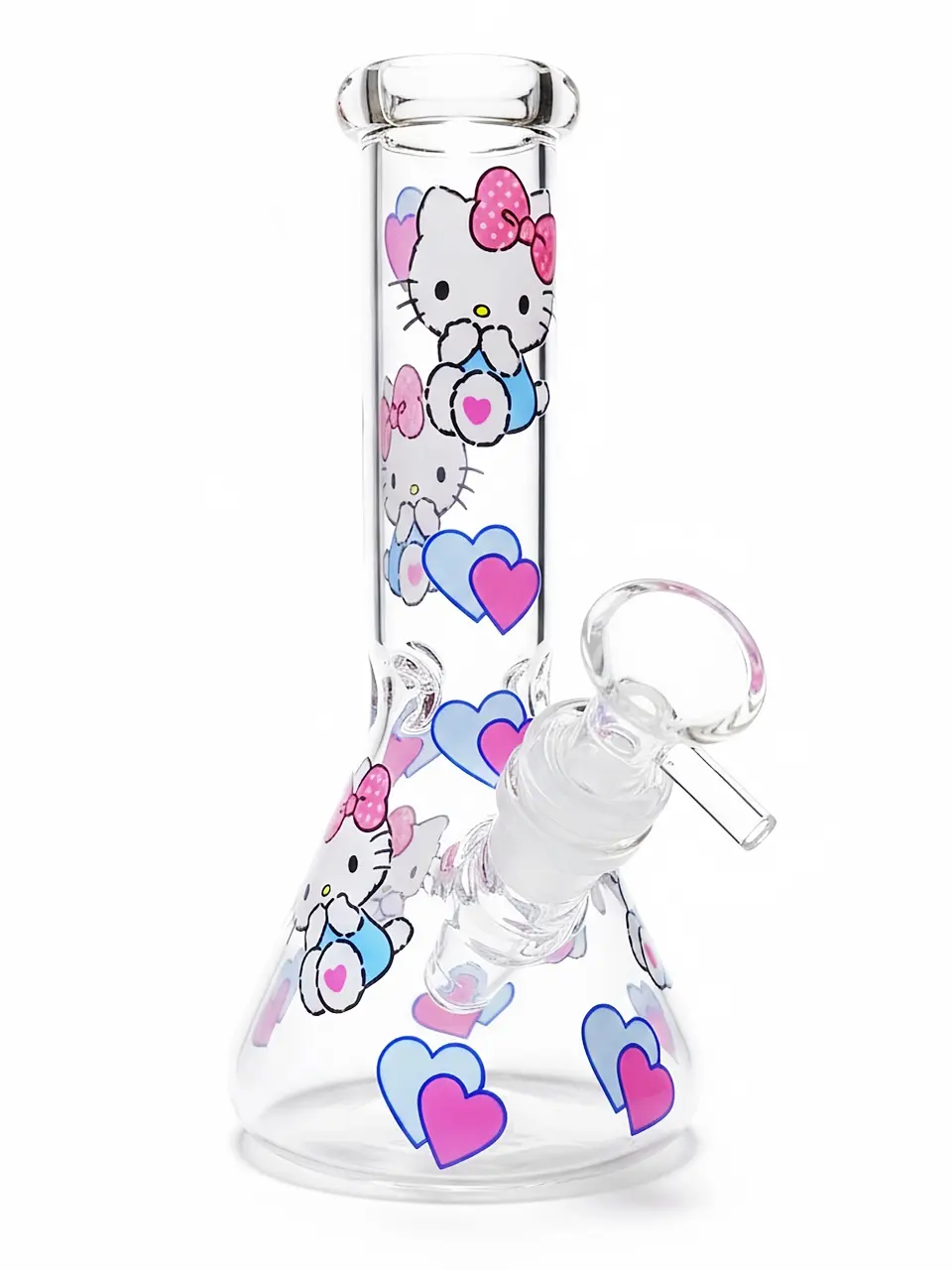 Hello Kitty Soft Heart Beaker Glass Bong