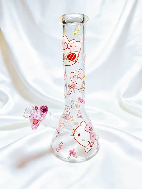 Champagne Glam Hello Kitty Beaker Glass Bong Champagne Glam Hello Kitty Beaker Glass Bong