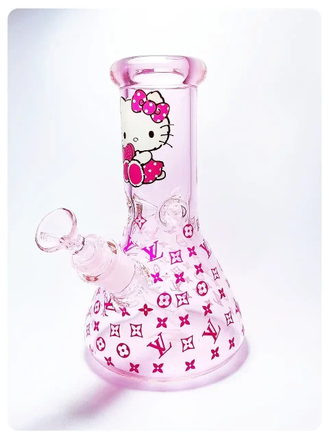 8-Inch Pink Kitty Couture “Hello Kitty x LV” Luxury Beaker Bong 8-Inch Pink Kitty Couture "Hello Kitty x LV" Luxury Beaker Bong