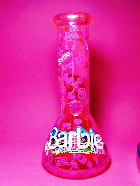 Barbie Dream Drive Pink Iridescent Beaker Glass Bong Barbie Dream Drive Pink Iridescent Beaker Glass Bong