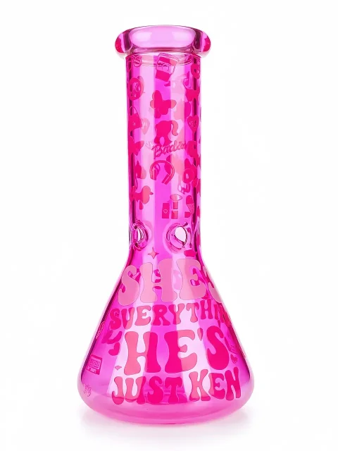 Electric Dream Iridescent Pink Barbie “Let’s Go” Beaker Bong Electric Dream Iridescent Pink Barbie "Let’s Go" Beaker Bong