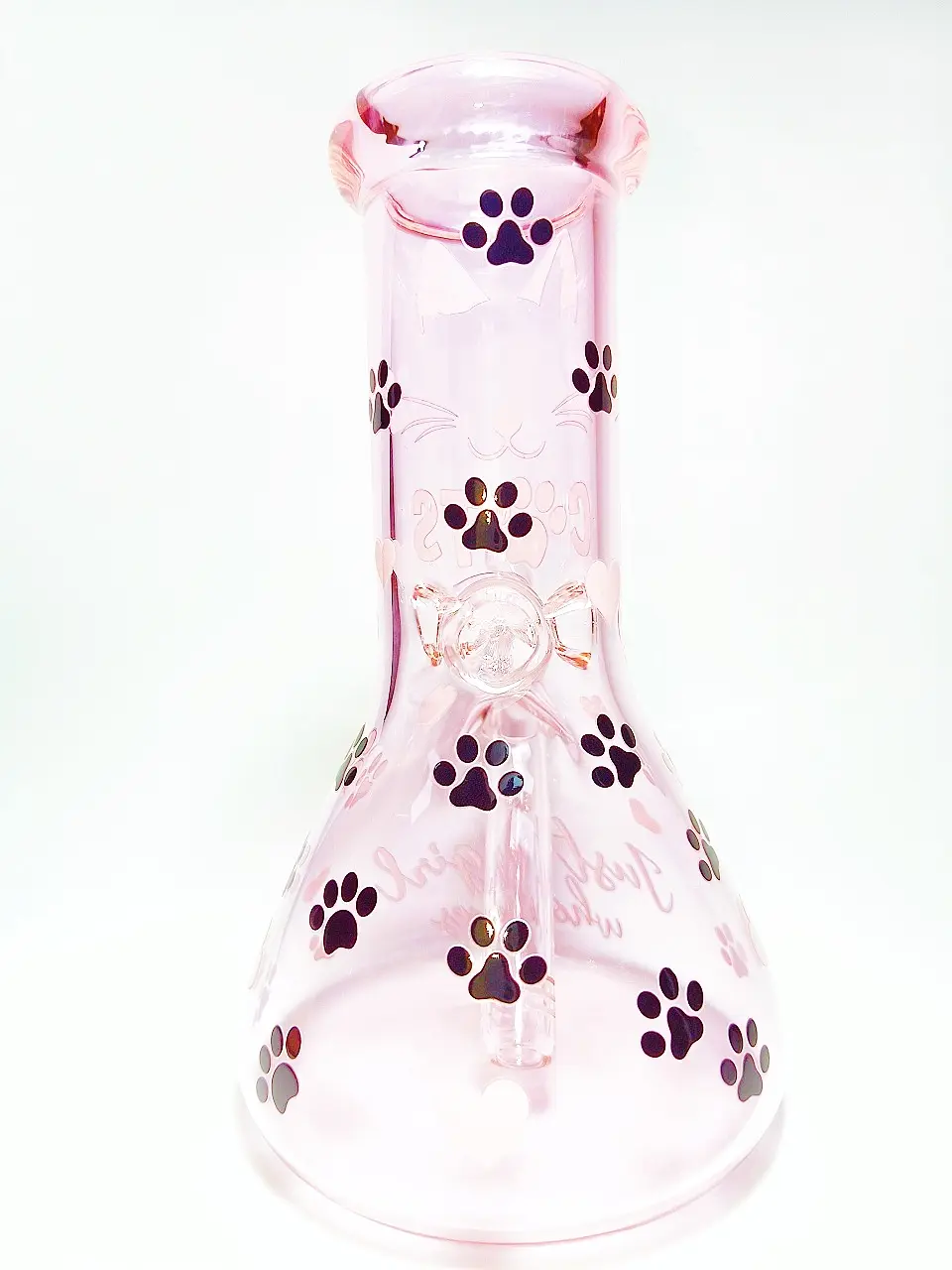 Pink Paws Cat Pink Beaker Glass Bong