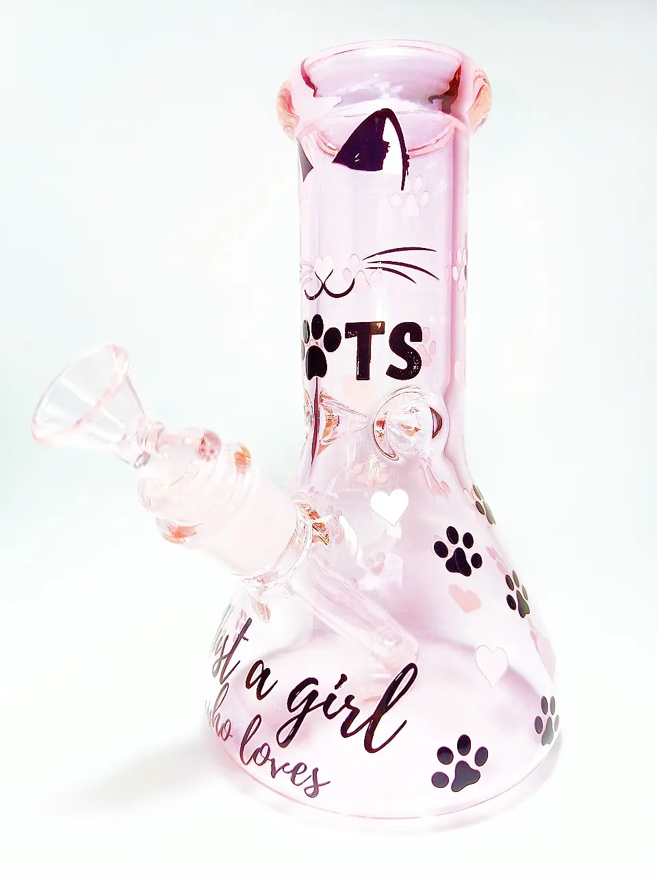 Pink Paws Cat Pink Beaker Glass Bong
