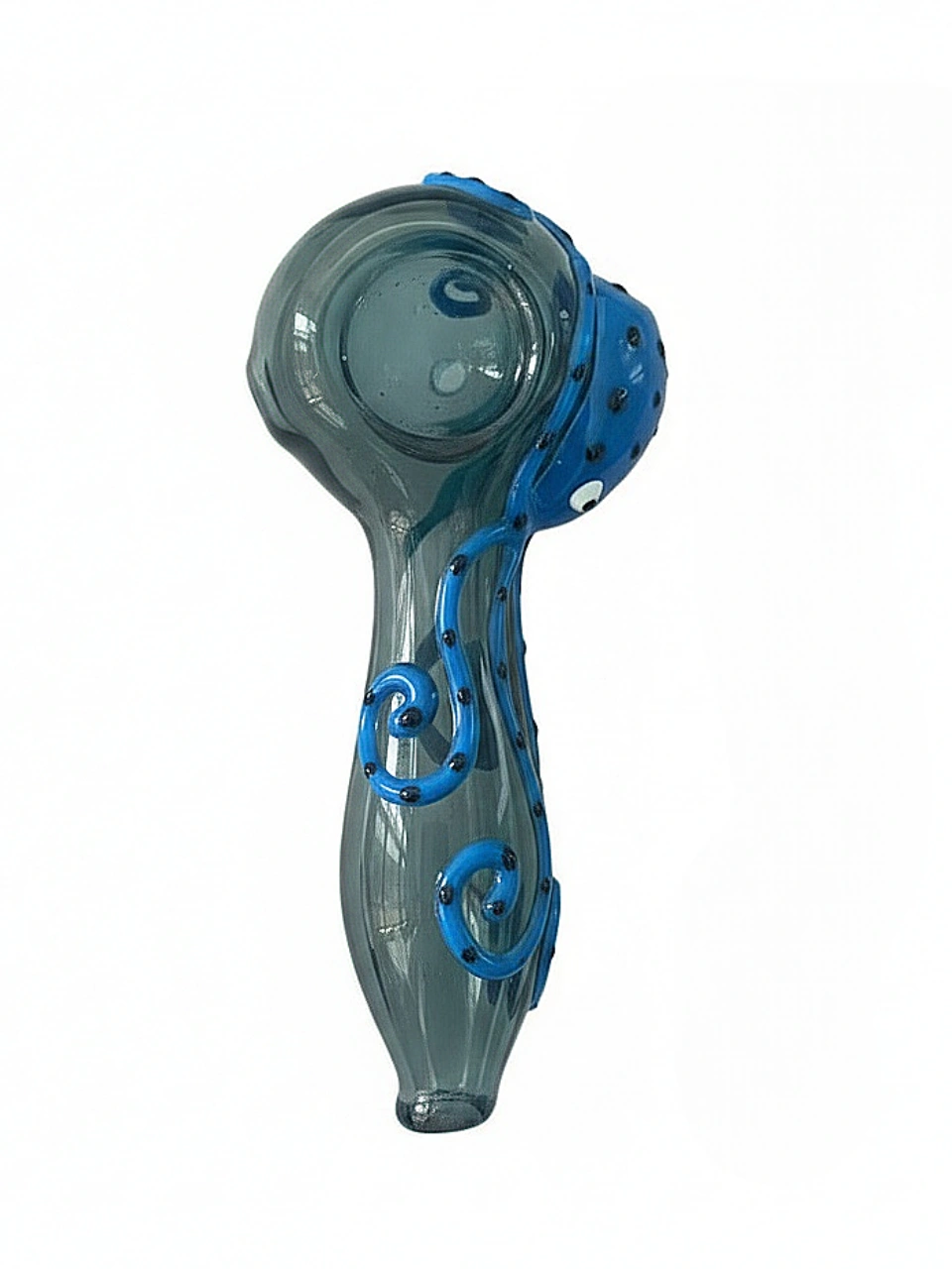 4.5-Inch "Luminescent Kraken" Grey & Blue Glass Pipe