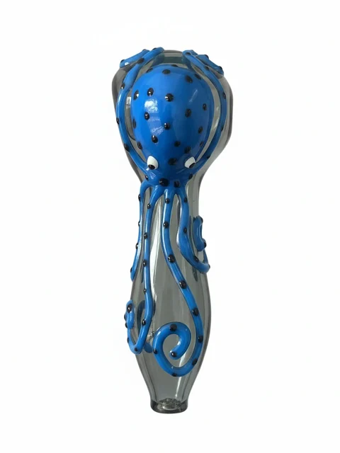 4.5-Inch “Luminescent Kraken” Grey & Blue Glass Pipe 4.5-Inch "Luminescent Kraken" Grey & Blue Glass Pipe
