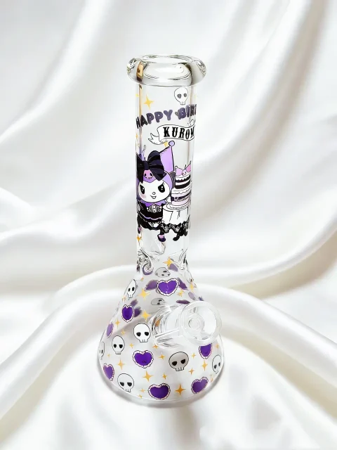Kuromi Birthday Cake Beaker Bong – Gothic Party Glass Water Pipe Kuromi Birthday Cake Beaker Bong – Gothic Party Glass Water Pipe