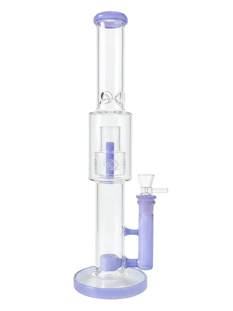 16-Inch Triple-Perc Dual-Chamber Purple Straight Tube Bong