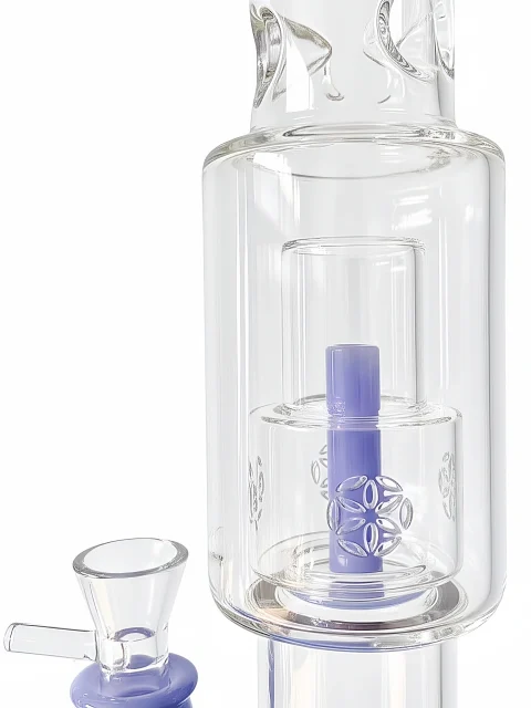 16-Inch Triple-Perc Dual-Chamber Purple Straight Tube Bong 16-Inch Triple-Perc Dual-Chamber Purple Straight Tube Bong