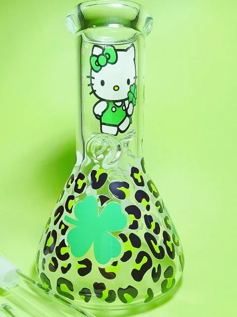 Hello Kitty Lucky Clover Beaker Glass Bong