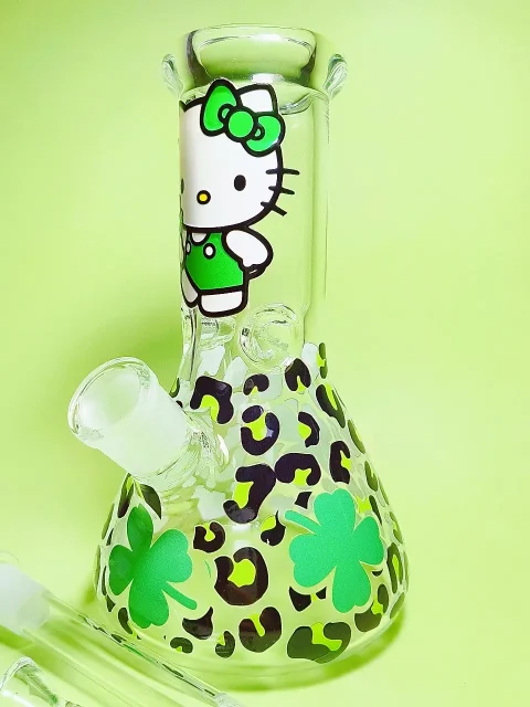 Hello Kitty Lucky Clover Beaker Glass Bong