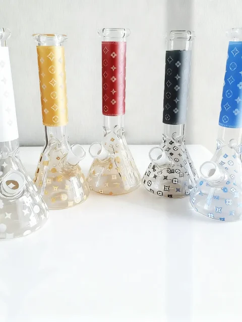 Luxe Monogram LV-Inspired Beaker Glass Bong