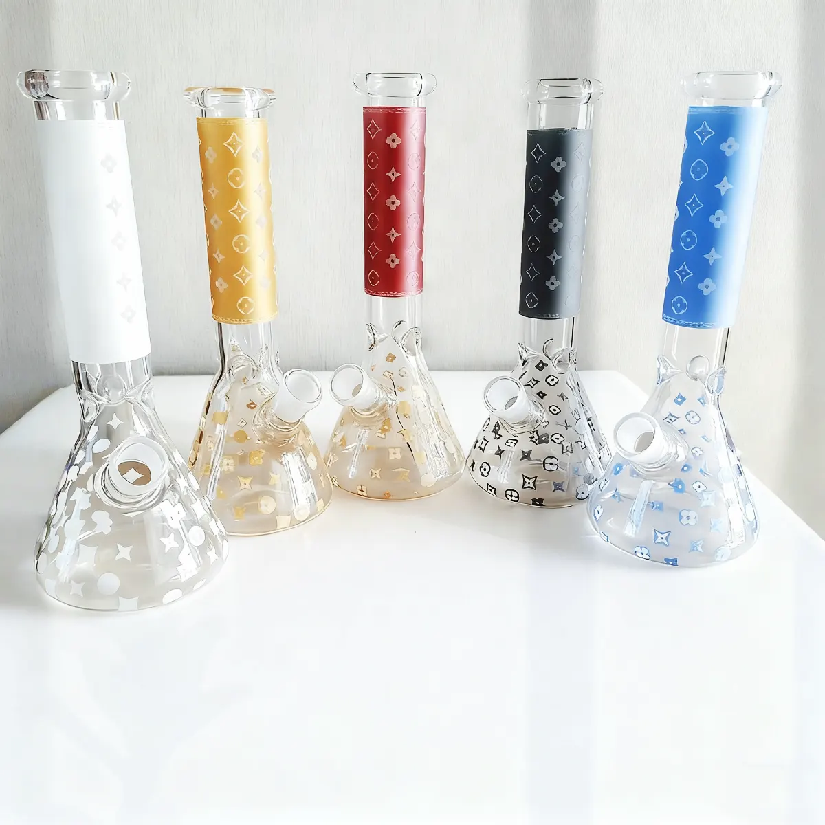 Luxe Monogram LV-Inspired Beaker Glass Bong