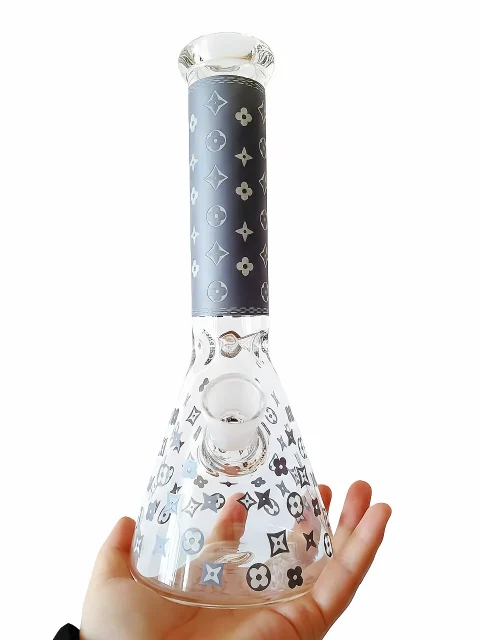 Luxe Monogram LV-Inspired Beaker Glass Bong