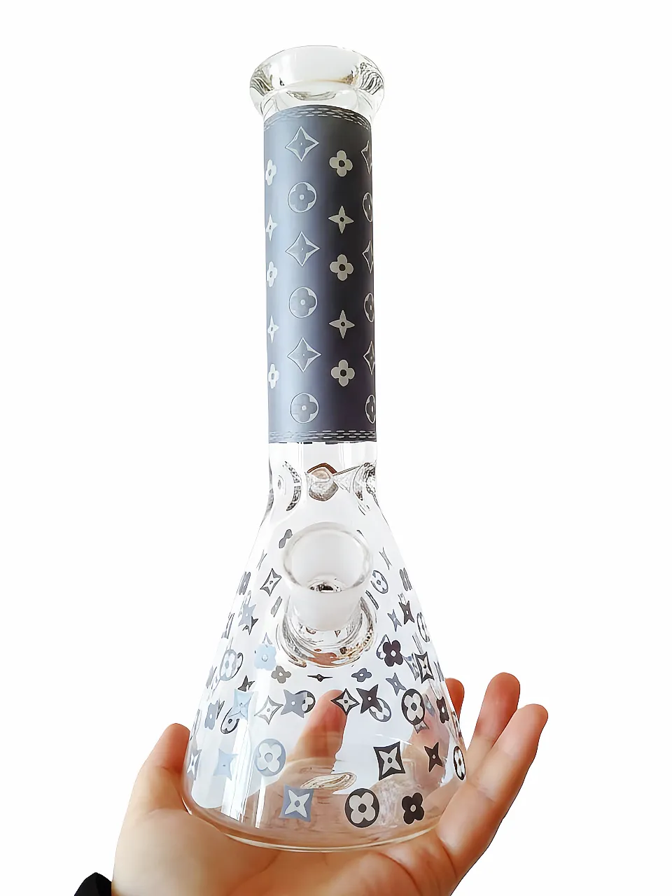 Luxe Monogram LV-Inspired Beaker Glass Bong