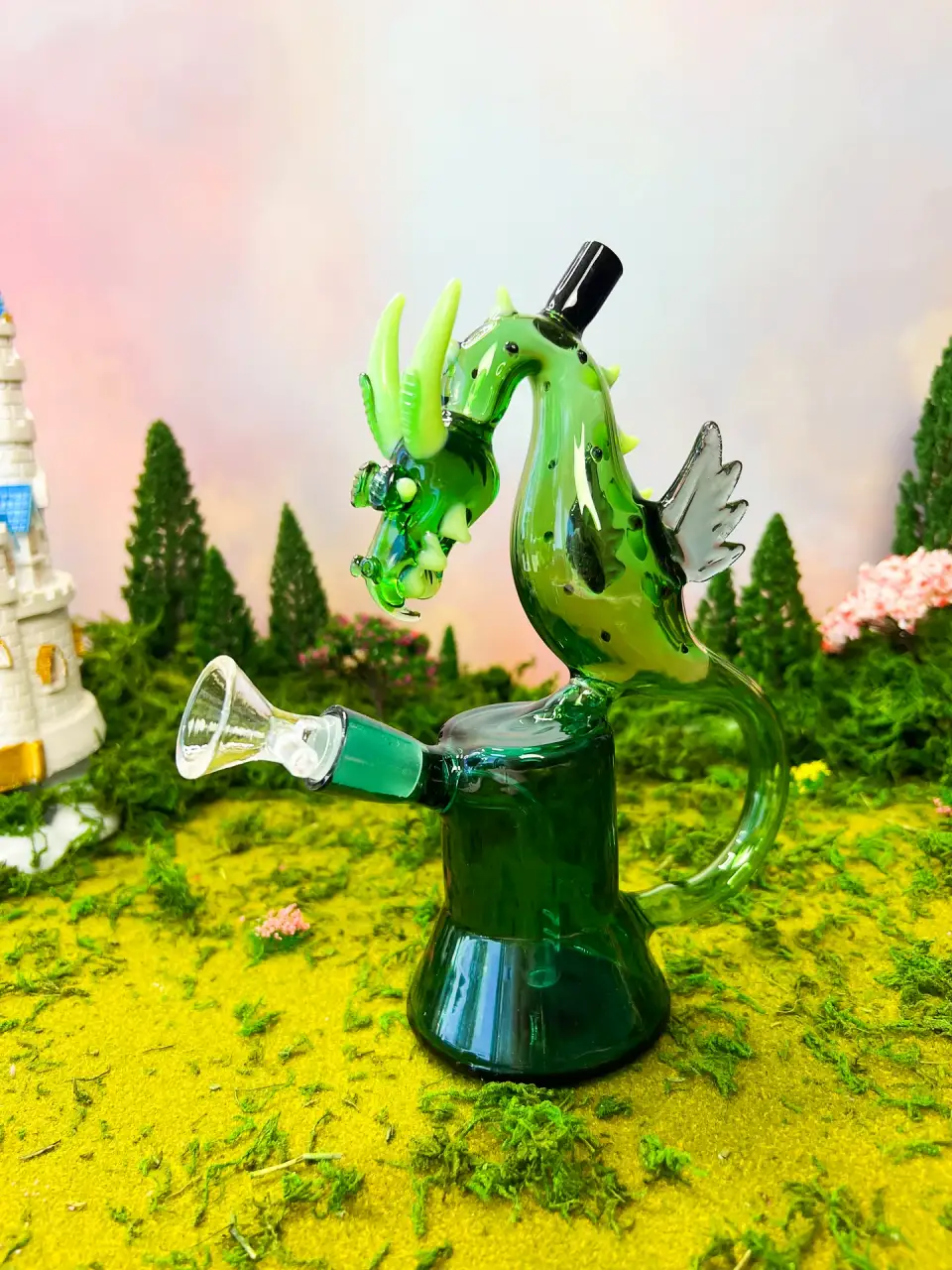 Mythical Green Dragon Glass Bong