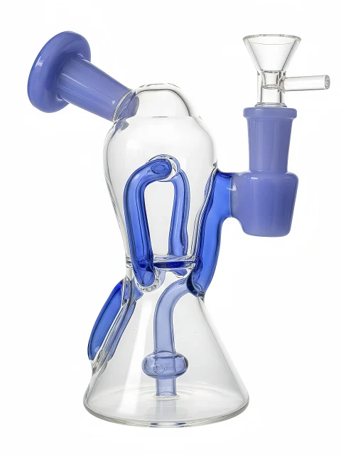 7-inch Mini Recycler Glass Bong | Arctic Blue