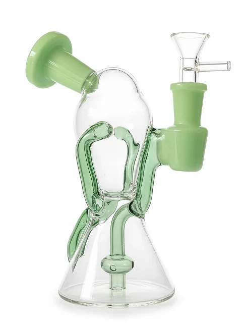 7-inch Mini Recycler Glass Bong | Mint Wave