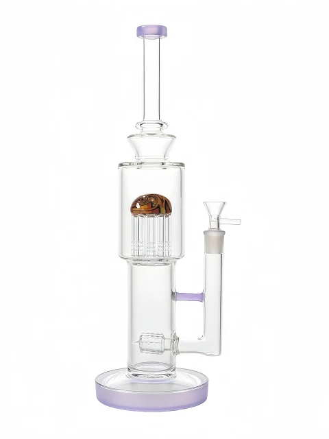 15-Inch Milky Purple Dual-Perc Straight Tube Bong