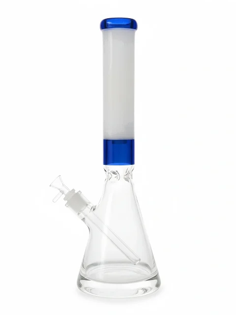 16-Inch Blue & White Heavy Base Beaker Glass Bong