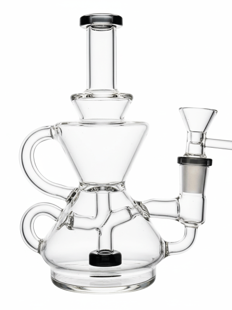 6.5-Inch Hourglass Teapot Cyclonic Recycler Glass Bong