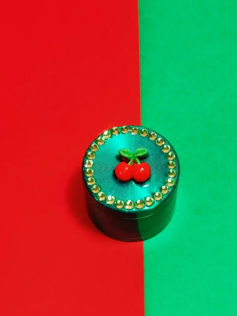 Mint Green Cherry Rhinestone Grinder