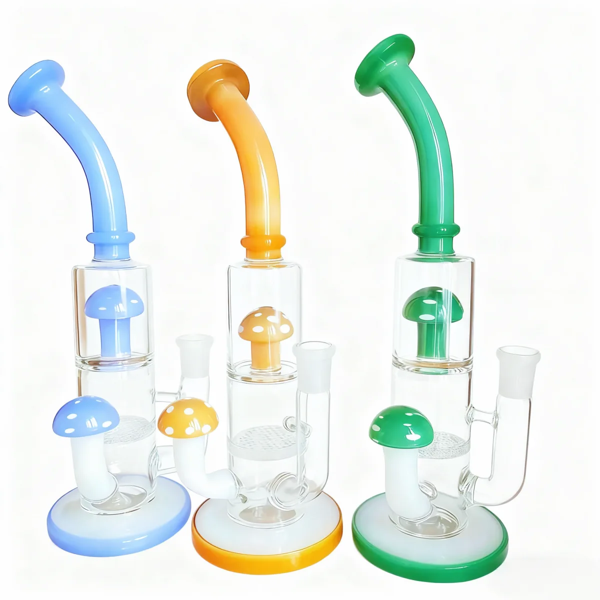 Dual-Perc Mushroom Beaker Glass Bong
