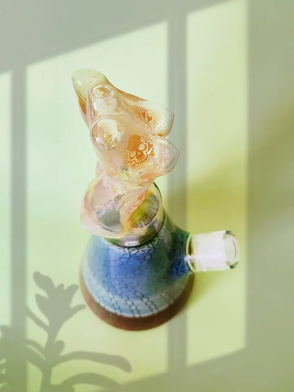 Silver-Fumed Goddess Torso Beaker Glass Bong