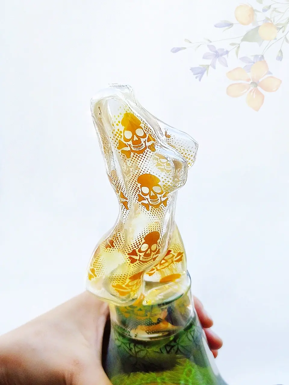 Silver-Fumed Goddess Torso Beaker Glass Bong