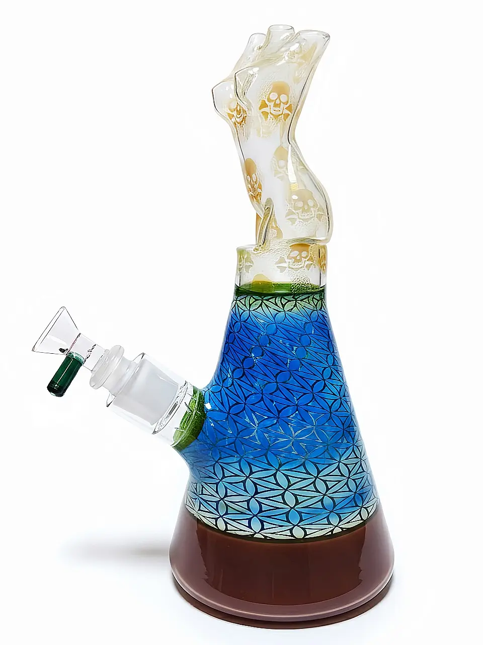 Silver-Fumed Goddess Torso Beaker Glass Bong