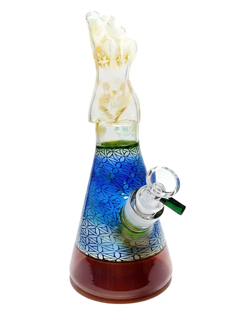 Silver-Fumed Goddess Torso Beaker Glass Bong