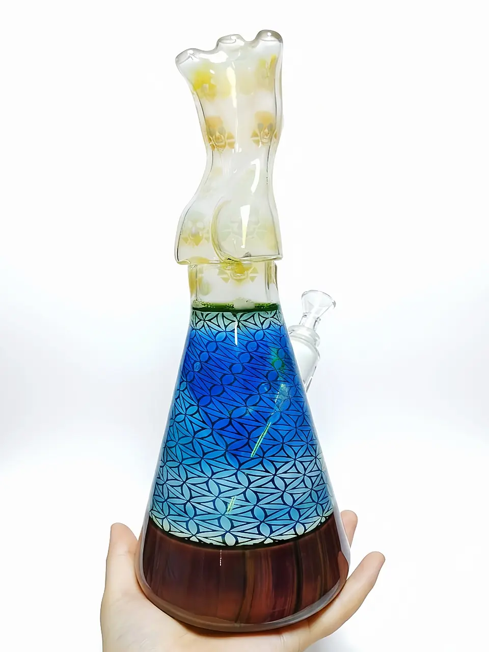 Silver-Fumed Goddess Torso Beaker Glass Bong