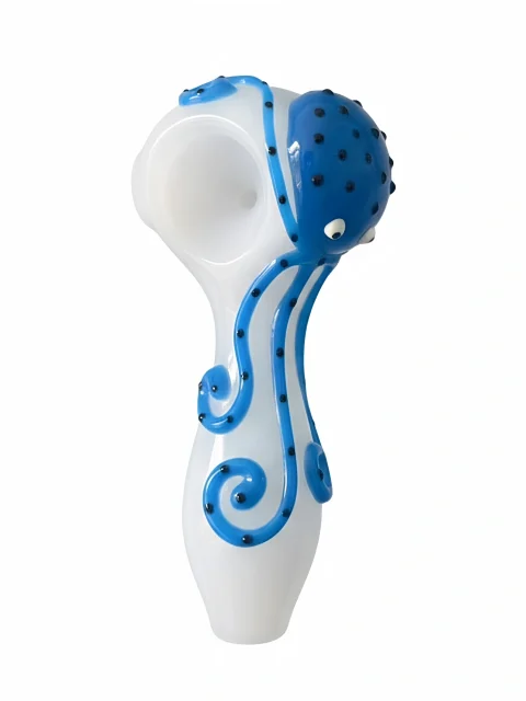 4-Inch Hand-Painted "Oceanic Wonder" Octopus Pipe | White