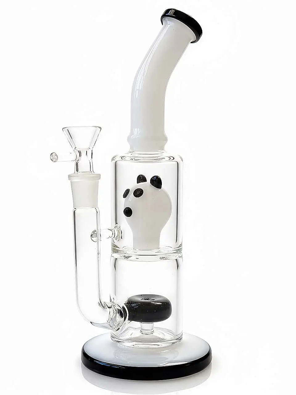 Panda Head Double Perc Glass Bong: 10-Inch Glass Water Pipe
