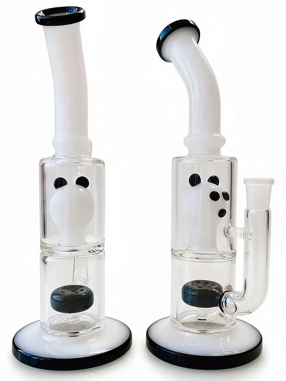Panda Head Double Perc Glass Bong: 10-Inch Glass Water Pipe