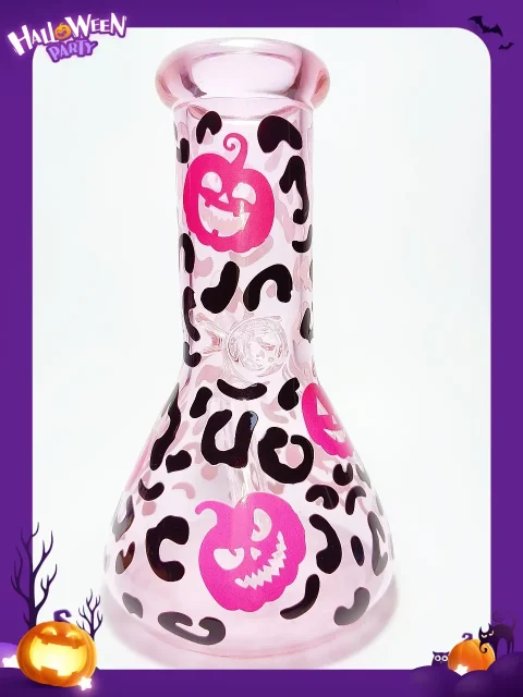 Leopard Pink Pumpkin Beaker Glass Bong Leopard Pink Pumpkin Beaker Glass Bong