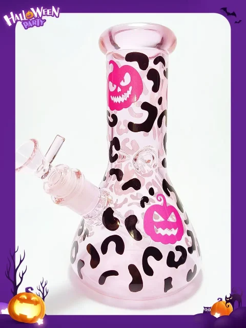 Leopard Pink Pumpkin Beaker Glass Bong