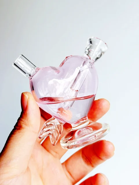 Cute Pink Heart Ultra-Mini Bubbler