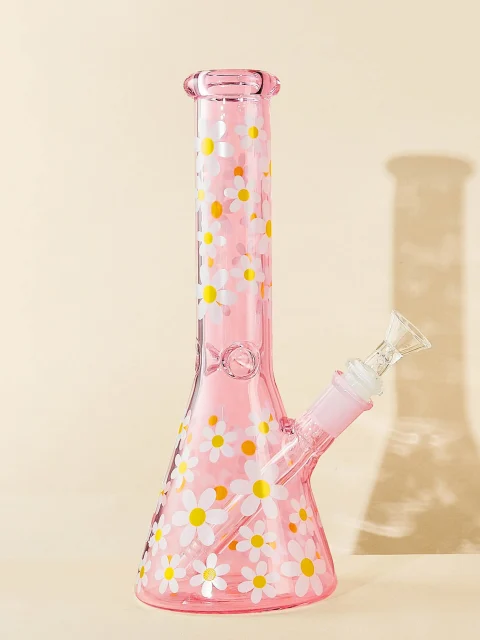Pink Daisy Pastel Beaker Glass Bong