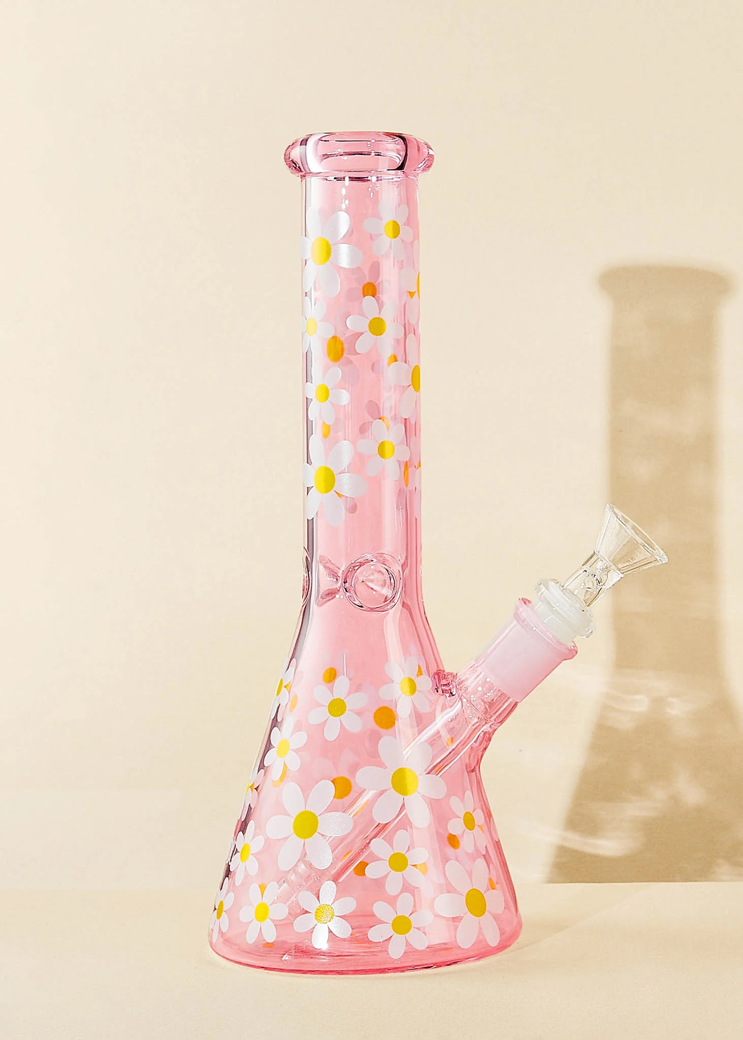 Pink Daisy Pastel Beaker Glass Bong