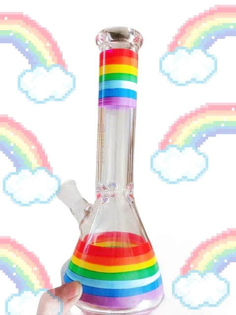10-Inch Rainbow Pride Beaker Glass Bong