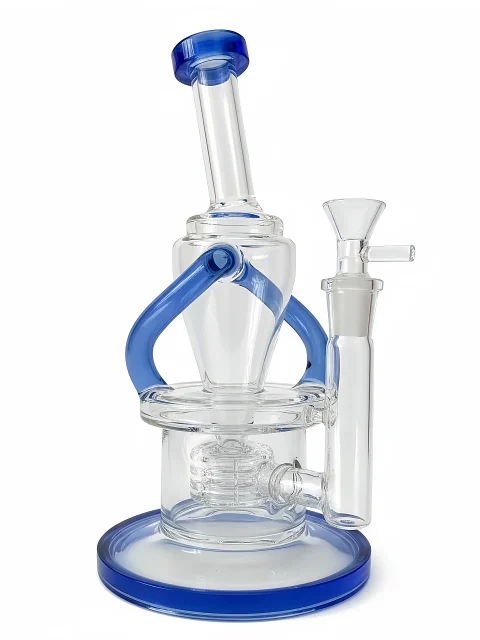 9.5-inch Matrix Flow Blue Recycler Glass Bong